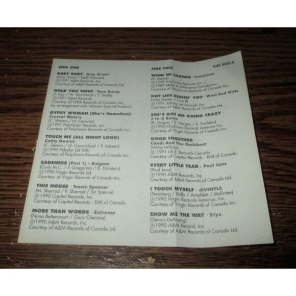 Polytel Mega Hits- Various Artists on cassette (Polygram Records, Canada, 1991) - Picture 3 of 3